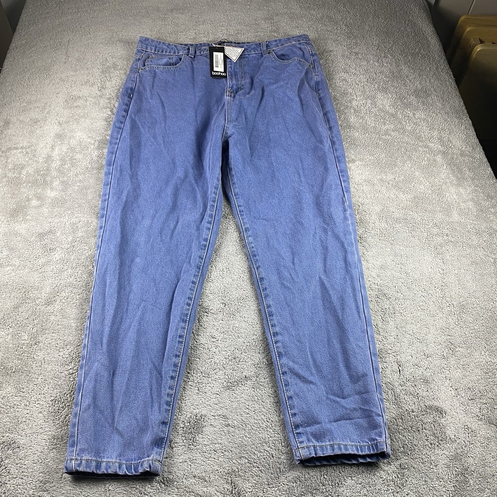 Boohoo Plus Mom‎ Jeans Womens US 14 UK 18 Blue Medium Wash High Waist NWT